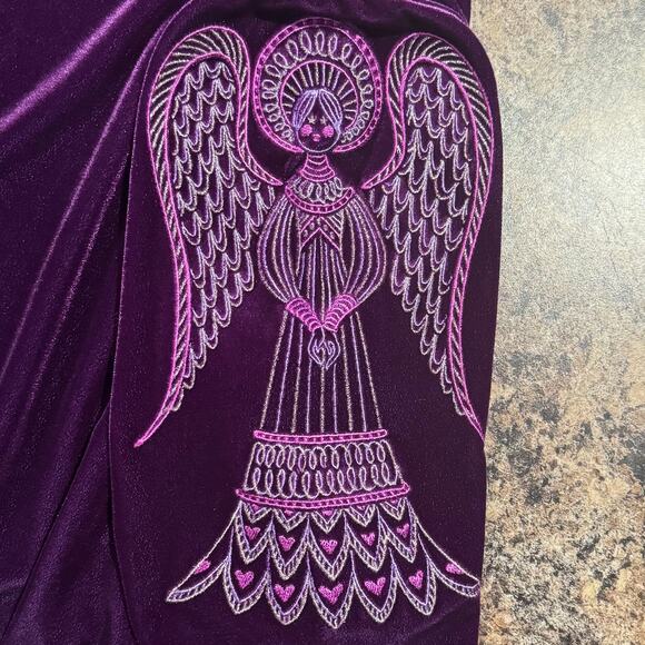 Vintage Bob Mackie Top Velvet Whimsigoth Y2K Dark Fairy Embroidered Purple Large - Picture 3 of 7